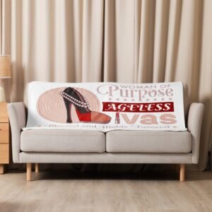 Add to your decor, or snuggle up in this Ageless Divas bold statement brand sherpa blanket