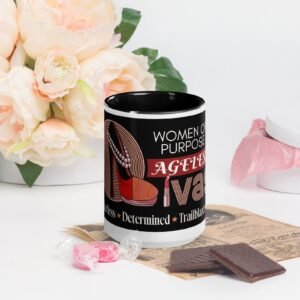 Ageless Divas, Trailblazer Mug with Color Inside.  A designing statement decor, to spice up your mug rack, pefect gift for that stylish, self-motivated woman.